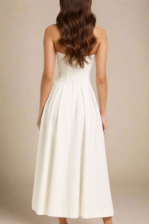 Gabbi Bodycon Midi Dress - White Pearl