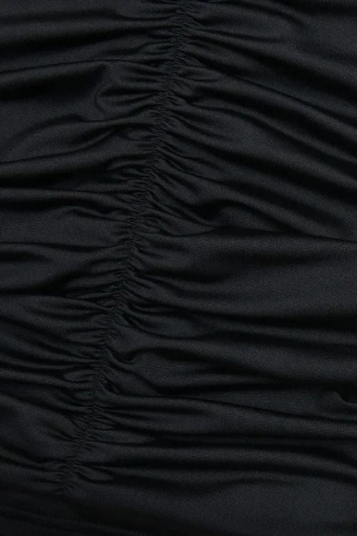 Woman wearing a figure flattering Alessandra Long Sleeve Wrap Bodycon Mini Dress - Classic Black BODYCON COLLECTION