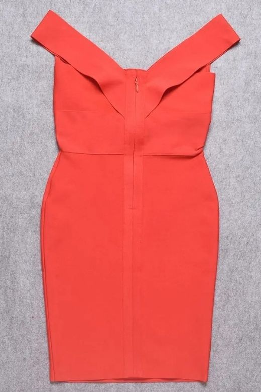 Woman wearing a figure flattering Ash Bandage Dress - Lipstick Red Bodycon Collection