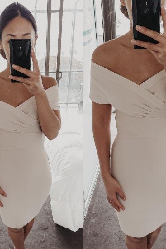 Woman wearing a figure flattering Bea Bandage Dress - Nude Bodycon Collection