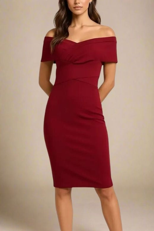 Bea Wine Red Off The Shoulder Dress | Red Party Dress