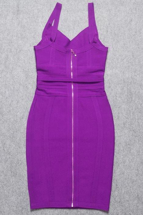 Woman wearing a figure flattering Bek Bandage Dress - Plum Purple Bodycon Collection