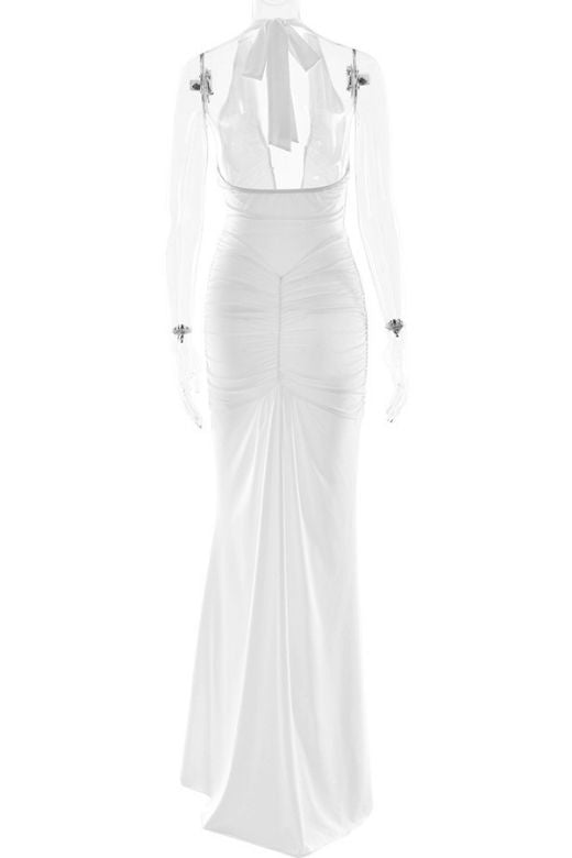 Woman wearing a figure flattering Bella Bodycon Wrap Maxi Dress - Violet BODYCON COLLECTION Pty Ltd