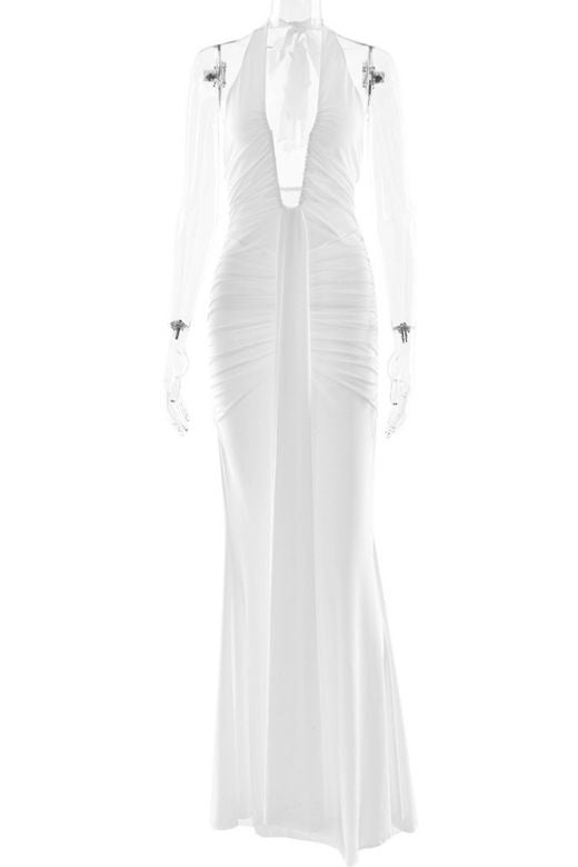Woman wearing a figure flattering Bella Bodycon Wrap Maxi Dress - Violet BODYCON COLLECTION Pty Ltd
