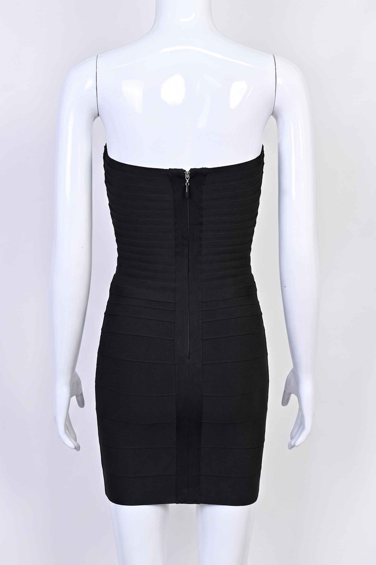 Woman wearing a figure flattering Belle Bandage Mini Dress - Classic Black BODYCON COLLECTION Pty Ltd