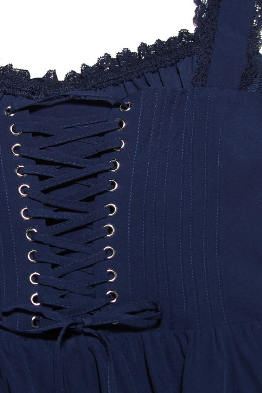 Woman wearing a figure flattering Belle Bodycon Mini Dress - Navy Blue BODYCON COLLECTION