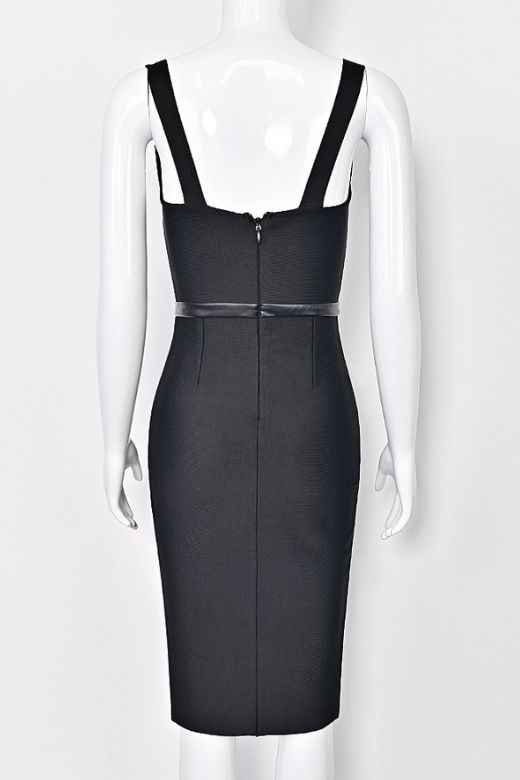 Woman wearing a figure flattering Beth Bandage Corset Dress - Classic Black BODYCON COLLECTION