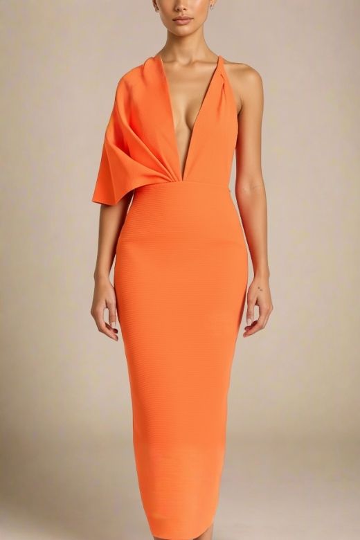 orange maxi dress uk Kaida Slinky Maxi Dress With Hardware - Burnt Orange