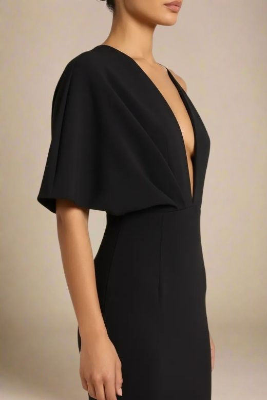 Woman wearing a figure flattering Blake Bandage Maxi Dress - Classic Black BODYCON COLLECTION