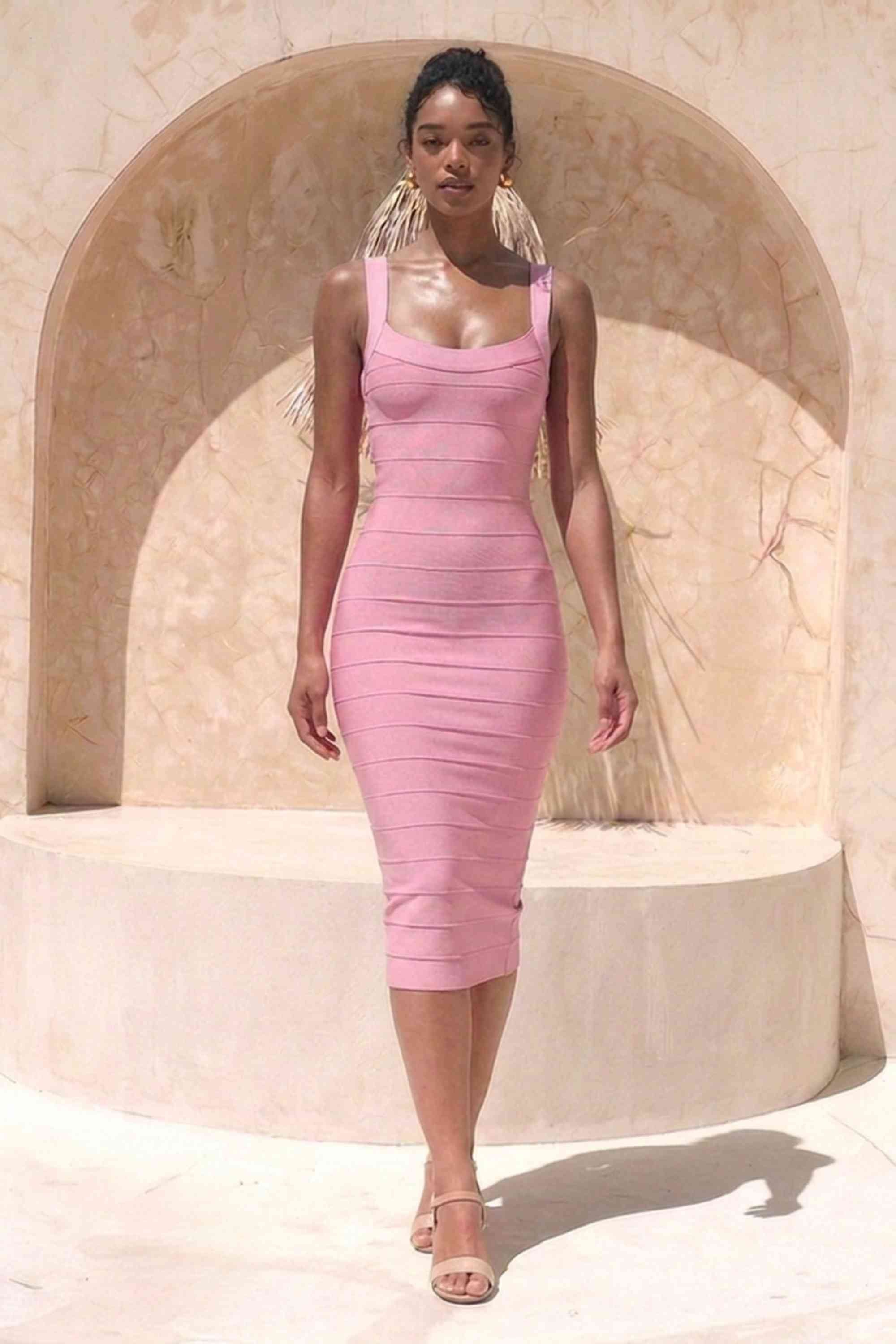 Cindy Pink Midi Dress