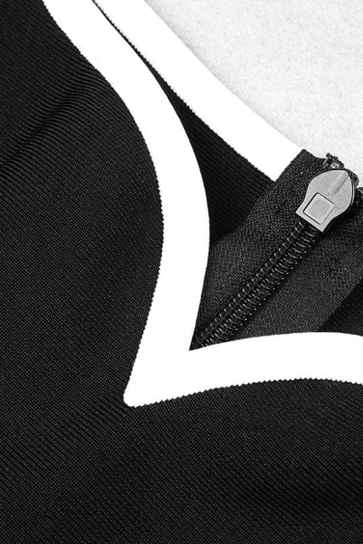 Woman wearing a figure flattering Dianne Bandage Maxi Dress - Classic Black BODYCON COLLECTION