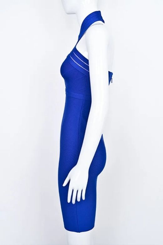 Woman wearing a figure flattering Eden Bandage Dress - Royal Blue BODYCON COLLECTION