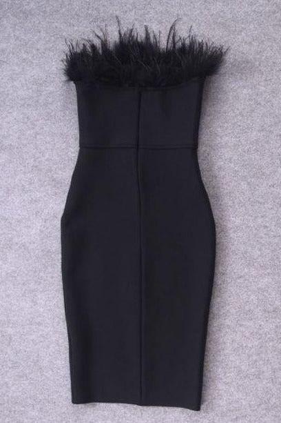 Woman wearing a figure flattering Erin Bandage Dress - Classic Black BODYCON COLLECTION
