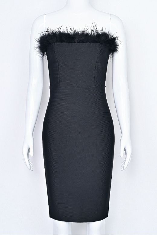 Woman wearing a figure flattering Erin Bandage Dress - Classic Black BODYCON COLLECTION