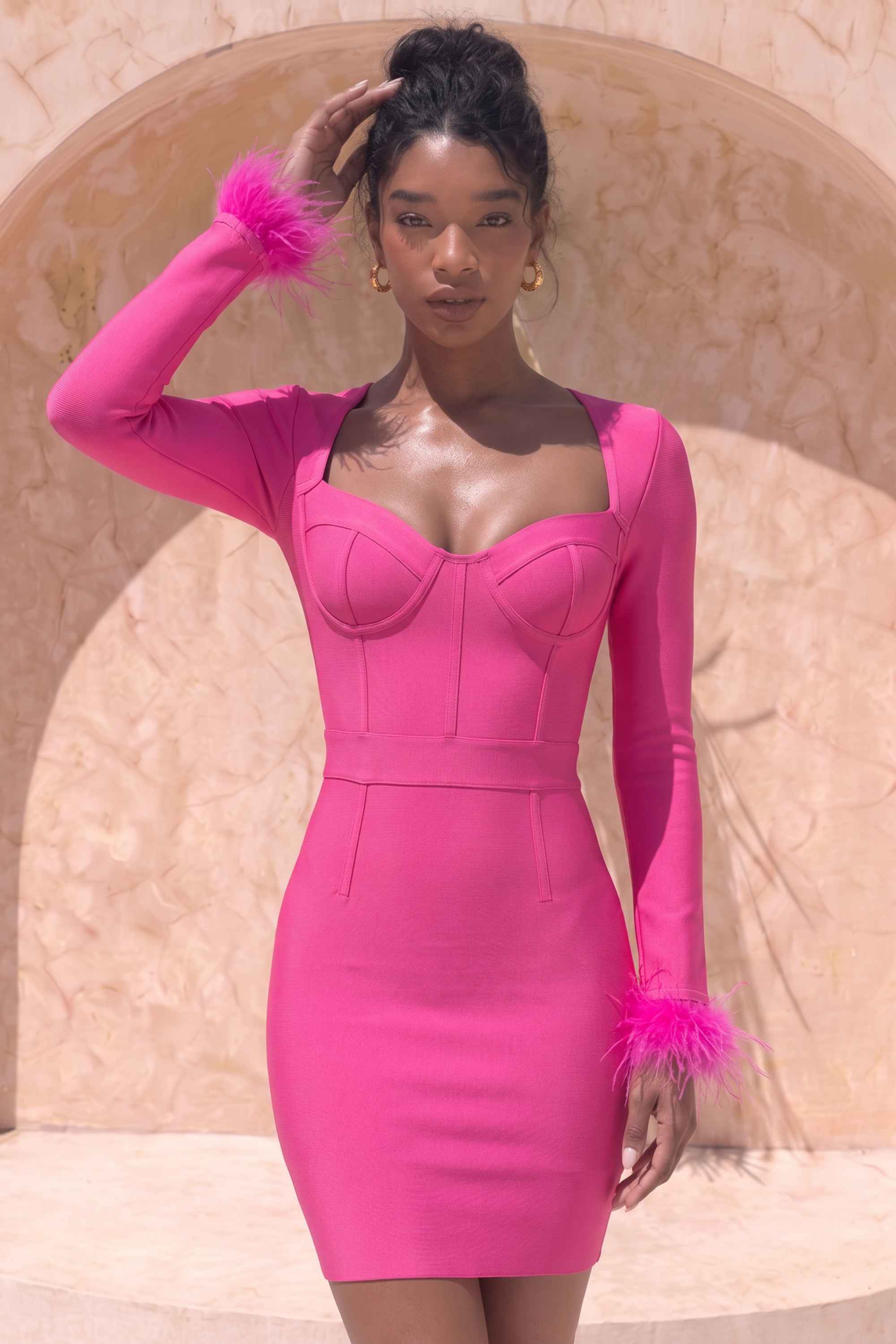 Erin Pink Long Sleeve Dress