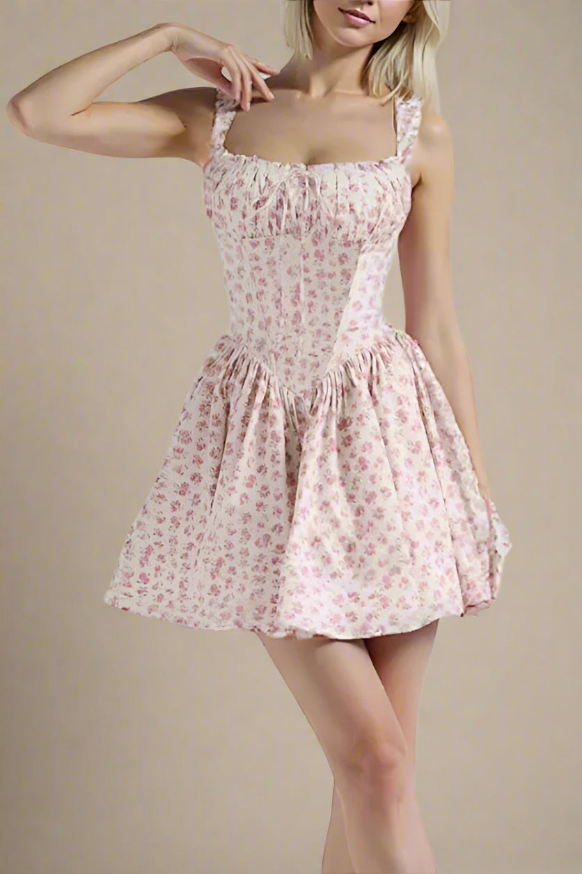 Woman wearing a figure flattering Estelle Bodycon Mini Dress - Blush Pink BODYCON COLLECTION Pty Ltd