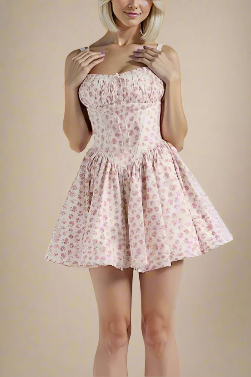 Woman wearing a figure flattering Estelle Bodycon Mini Dress - Blush Pink BODYCON COLLECTION Pty Ltd