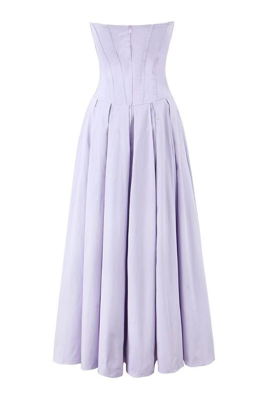 Woman wearing a figure flattering Gabbi Bodycon Midi Dress - Lavender Purple BODYCON COLLECTION