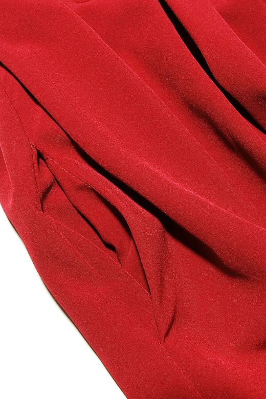 Woman wearing a figure flattering Gabbi Bodycon Midi Dress - Lipstick Red BODYCON COLLECTION