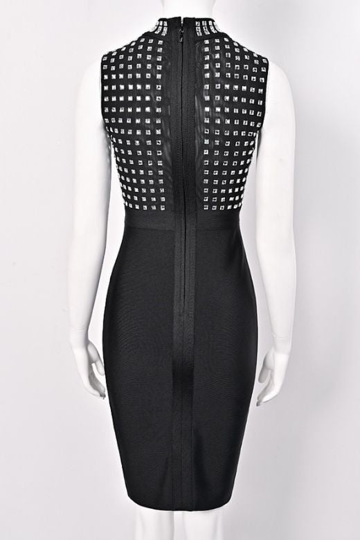 Woman wearing a figure flattering Hazel Bodycon Dress - Classic Black BODYCON COLLECTION Pty Ltd