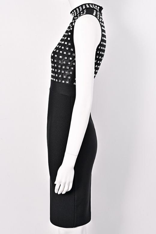 Woman wearing a figure flattering Hazel Bodycon Dress - Classic Black BODYCON COLLECTION Pty Ltd