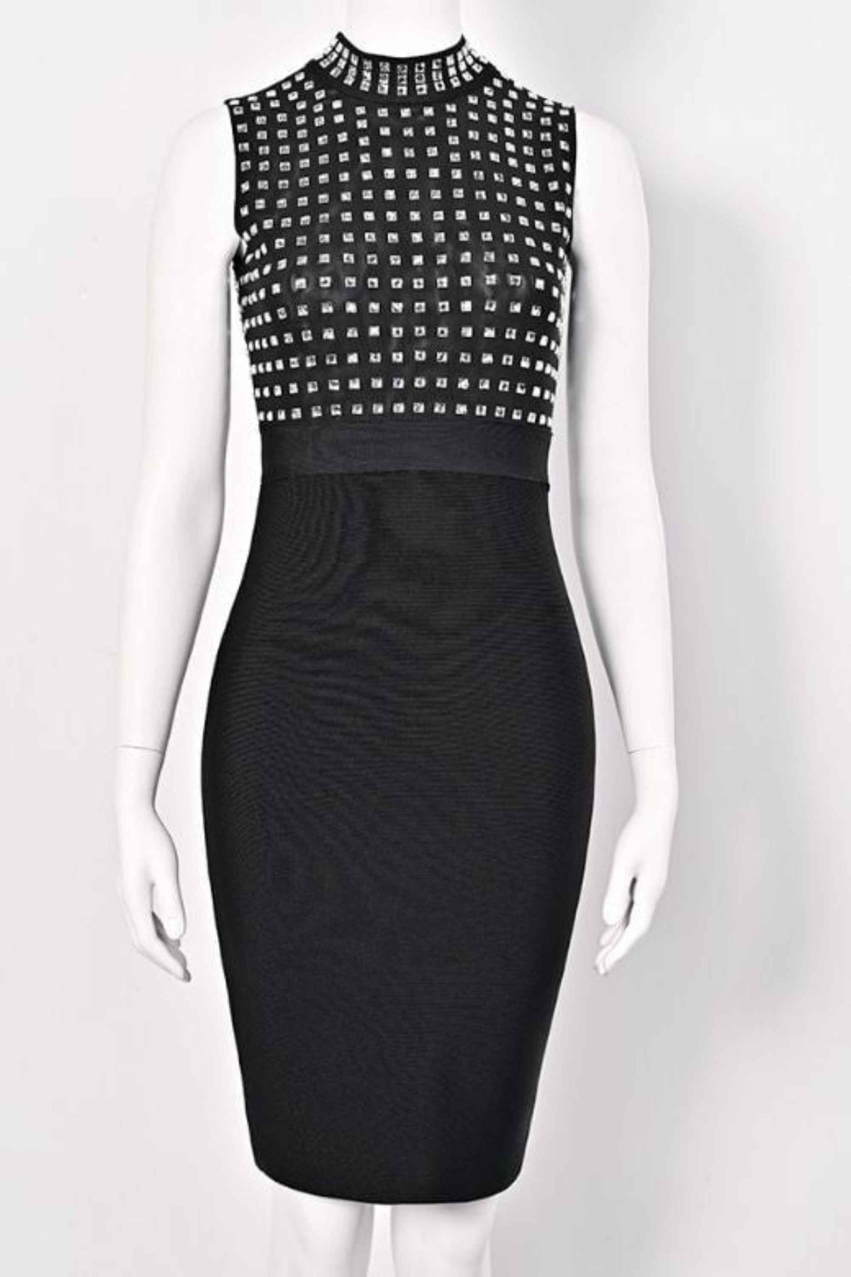 Woman wearing a figure flattering Hazel Bodycon Dress - Classic Black BODYCON COLLECTION Pty Ltd
