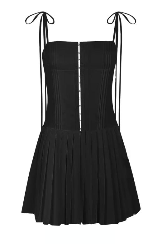 Woman wearing a figure flattering Vivien Bodycon Mini Dress - Classic Black BODYCON COLLECTION
