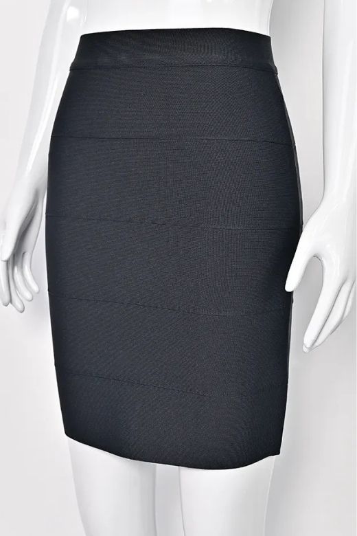 Woman wearing a figure flattering High Waist Bandage Mini Skirt - Classic Black BODYCON COLLECTION