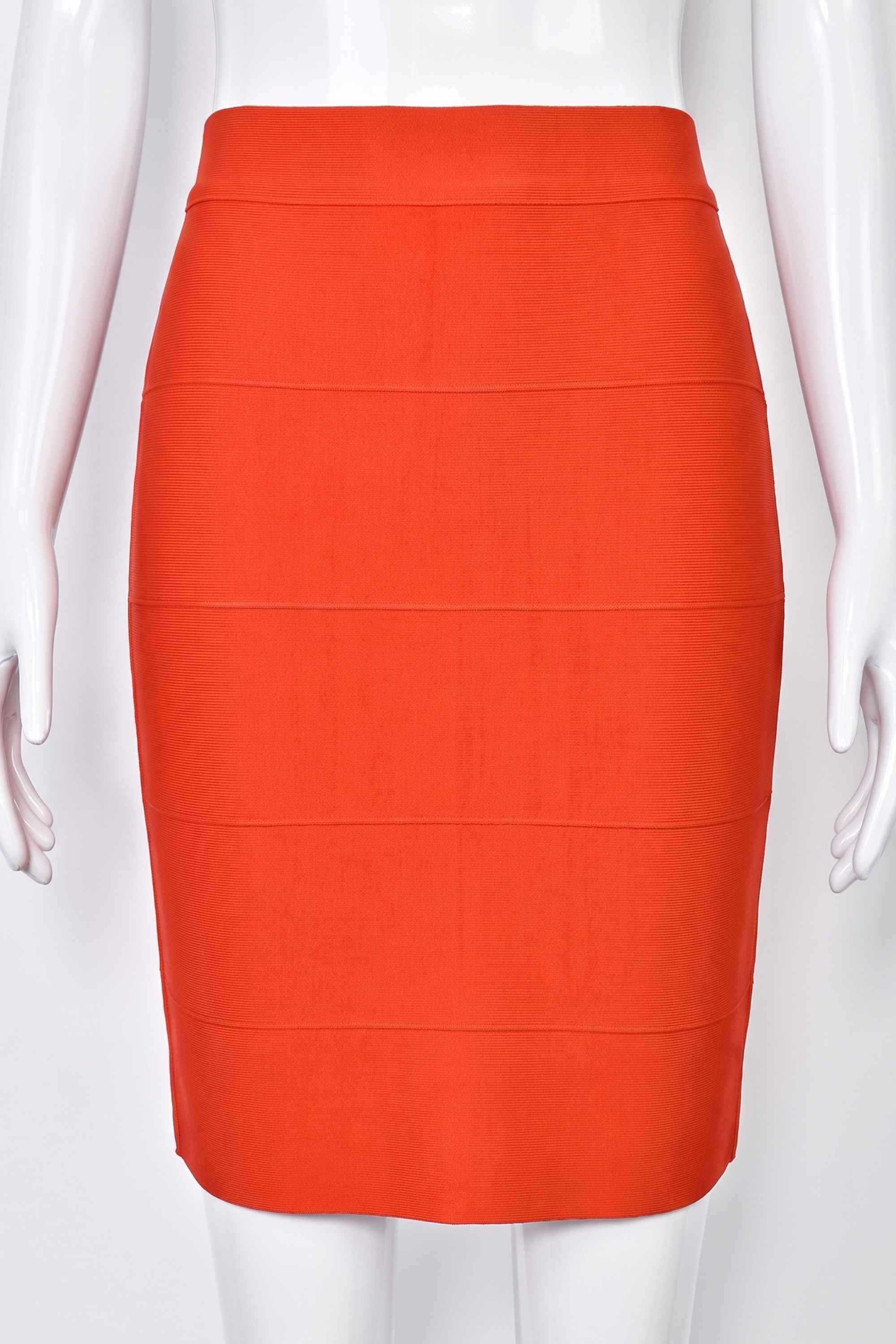 Woman wearing a figure flattering High Waist Bandage Mini Skirt - Lipstick Red BODYCON COLLECTION