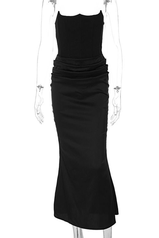 Woman wearing a figure flattering Hope Bodycon Wrap Maxi Dress - Classic Black BODYCON COLLECTION