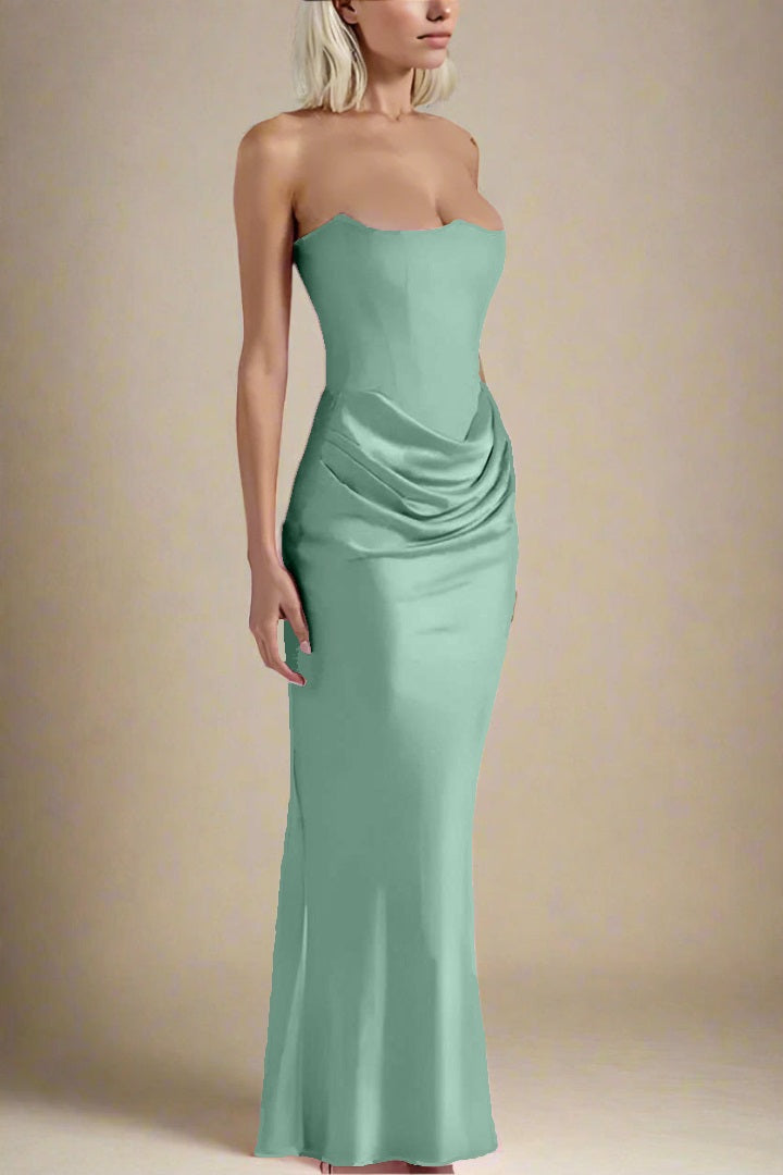 Woman wearing a figure flattering Hope Bodycon Wrap Maxi Dress - Teal Green BODYCON COLLECTION