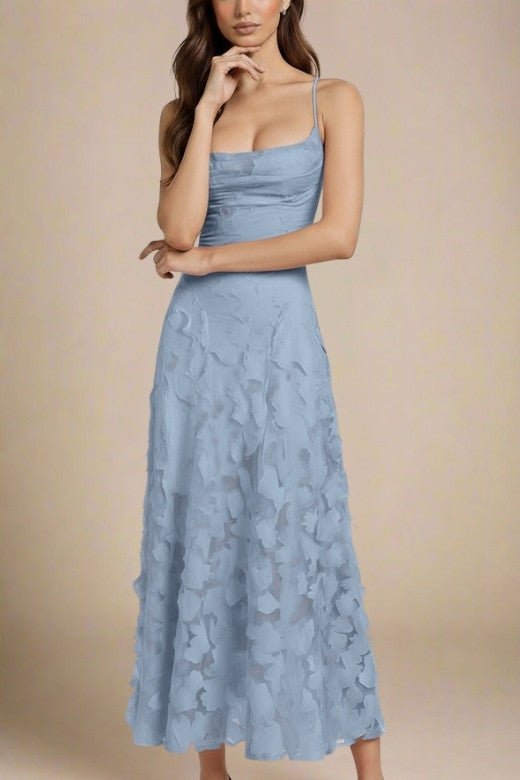 Woman wearing a figure flattering  Ivy Bodycon Maxi Dress - Baby Blue BODYCON COLLECTION