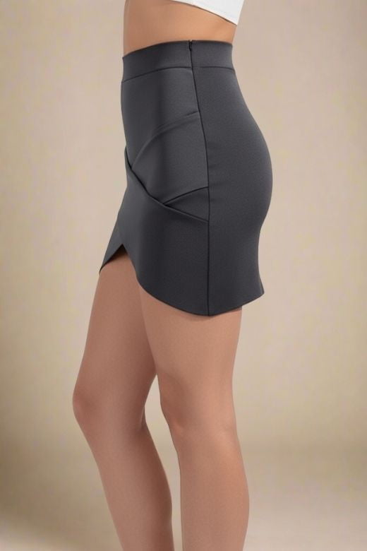 Woman wearing a figure flattering Jay High Waist Bandage Mini Skirt - Classic Black BODYCON COLLECTION