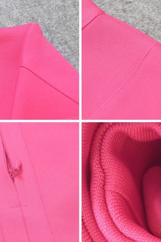 Woman wearing a figure flattering Jay High Waist Bandage Mini Skirt - Hot Pink BODYCON COLLECTION