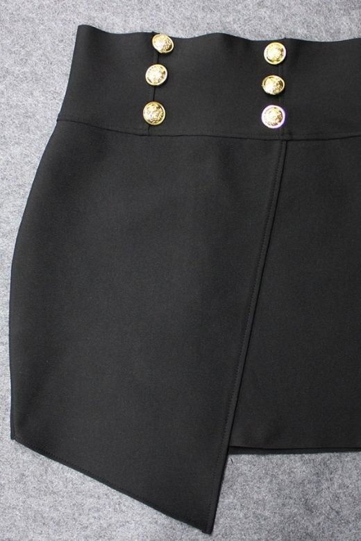 Woman wearing a figure flattering Jessie Mini Pencil Skirt - Classic Black BODYCON COLLECTION Pty Ltd