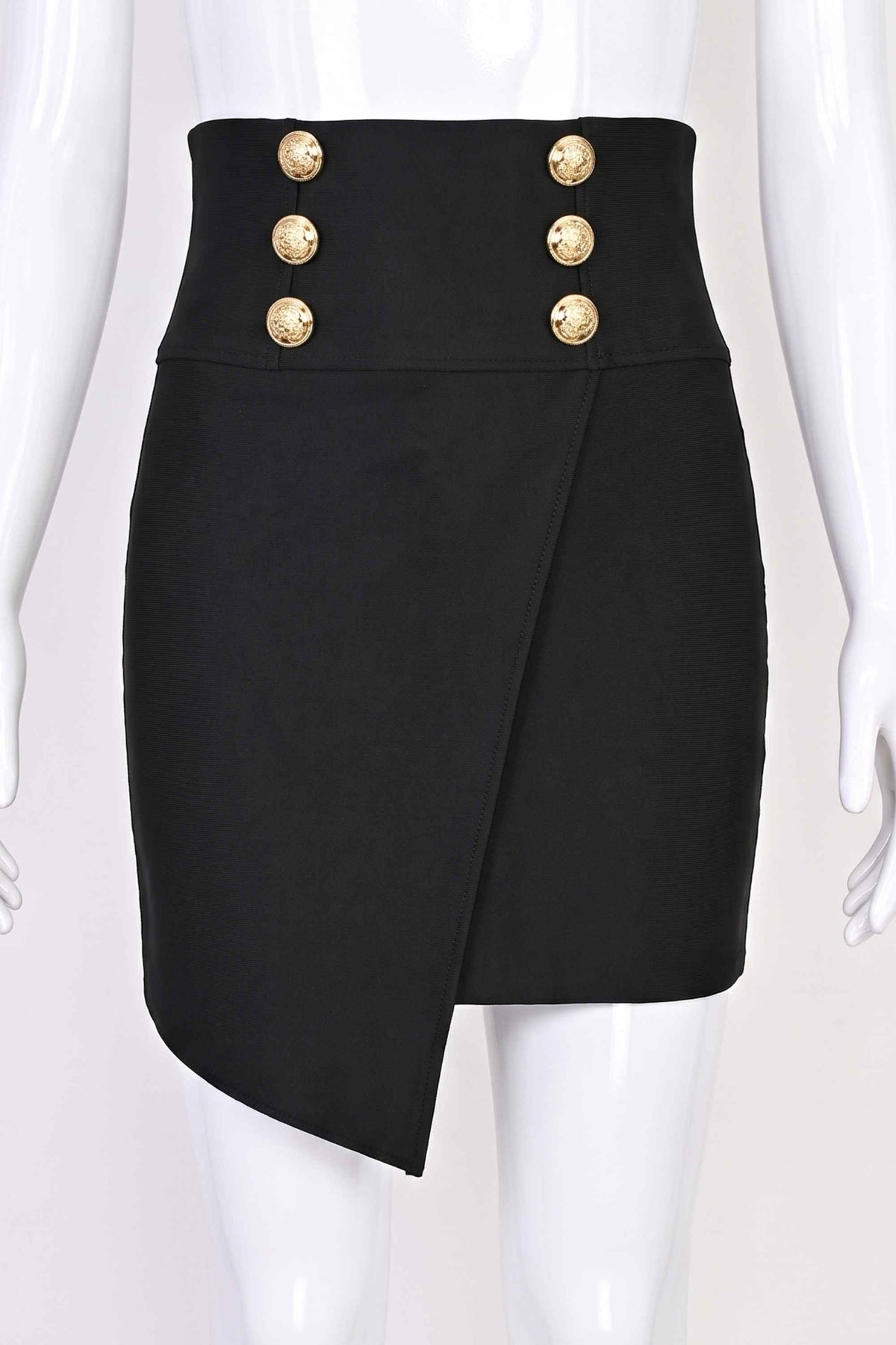 Woman wearing a figure flattering Jessie Mini Pencil Skirt - Classic Black BODYCON COLLECTION Pty Ltd