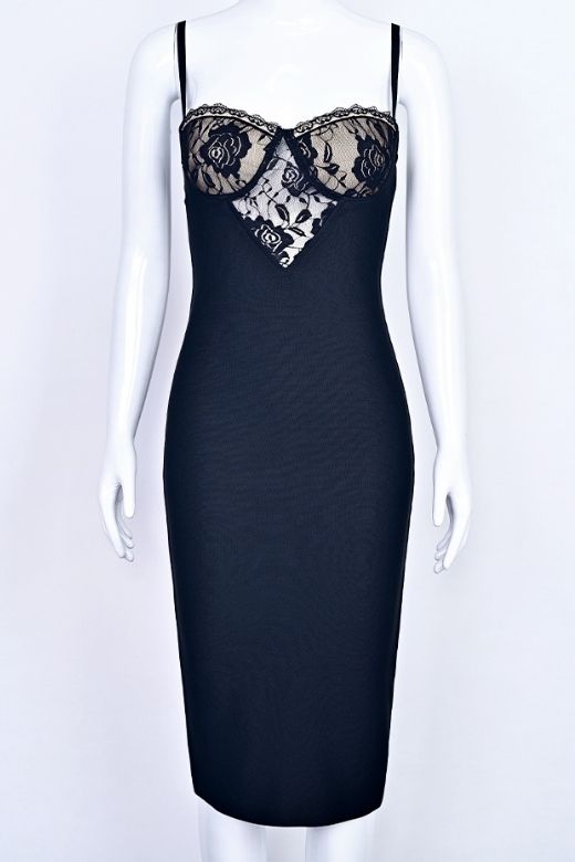 Woman wearing a figure flattering Larissa Bodycon Dress - Classic Black BODYCON COLLECTION Pty Ltd