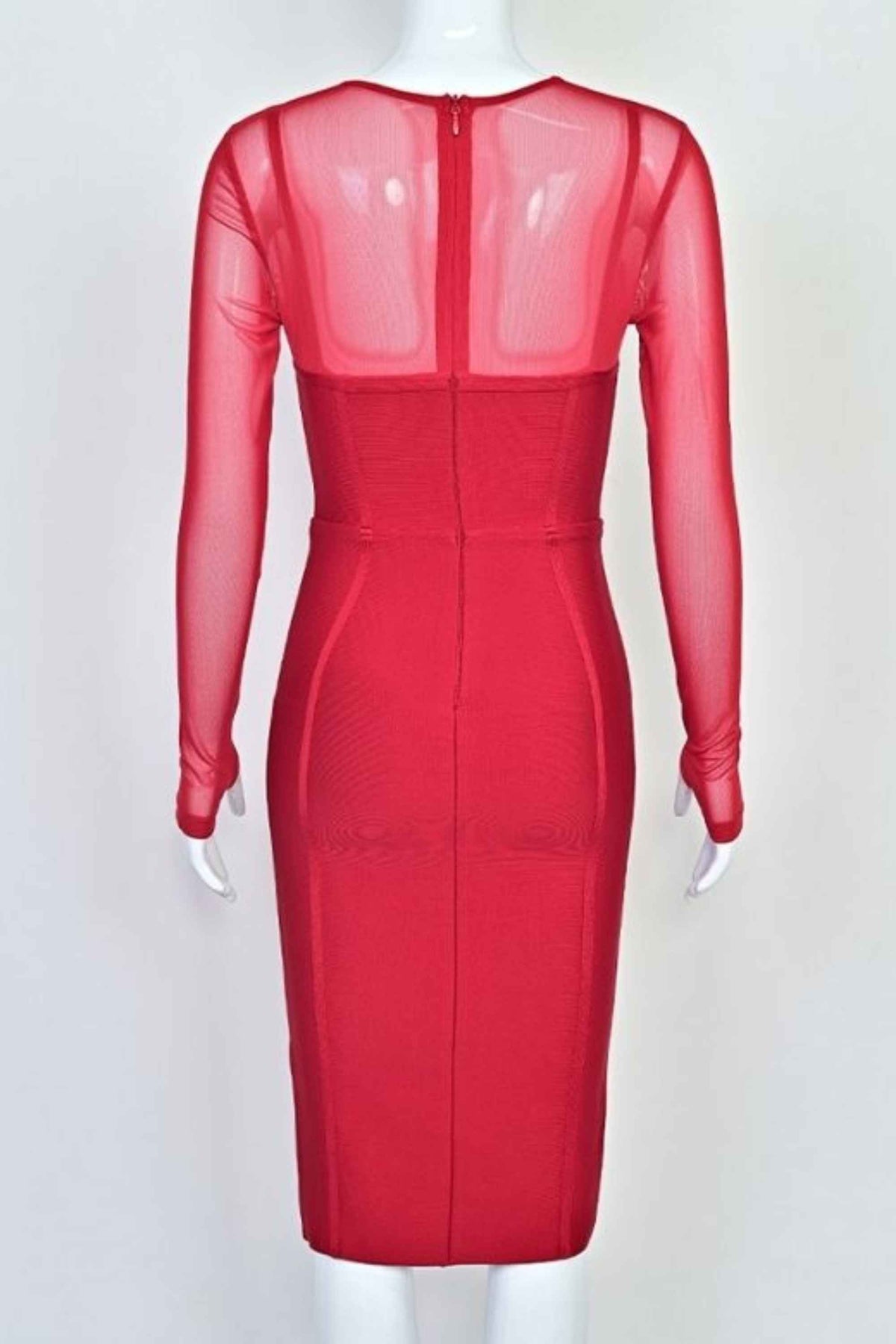 Woman wearing a figure flattering Lexi Long Sleeve Bodycon Midi Dress - Red Wine BODYCON COLLECTION