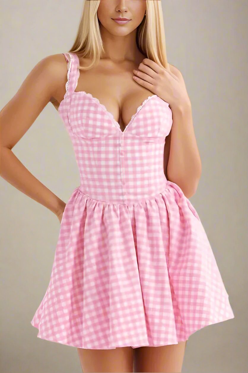 Woman wearing a figure flattering Mari Bodycon Mini Dress - Blush Pink BODYCON COLLECTION