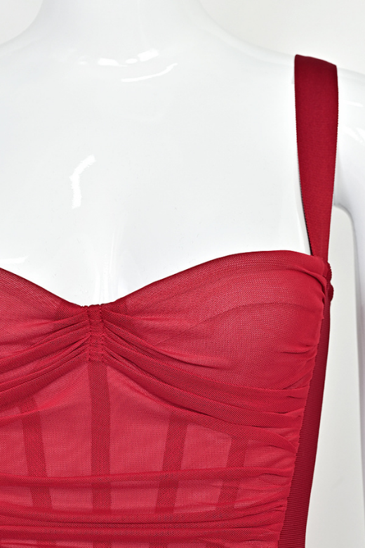 Woman wearing a figure flattering Marilyn Bodycon Wrap Midi Dress - Red Wine BODYCON COLLECTION