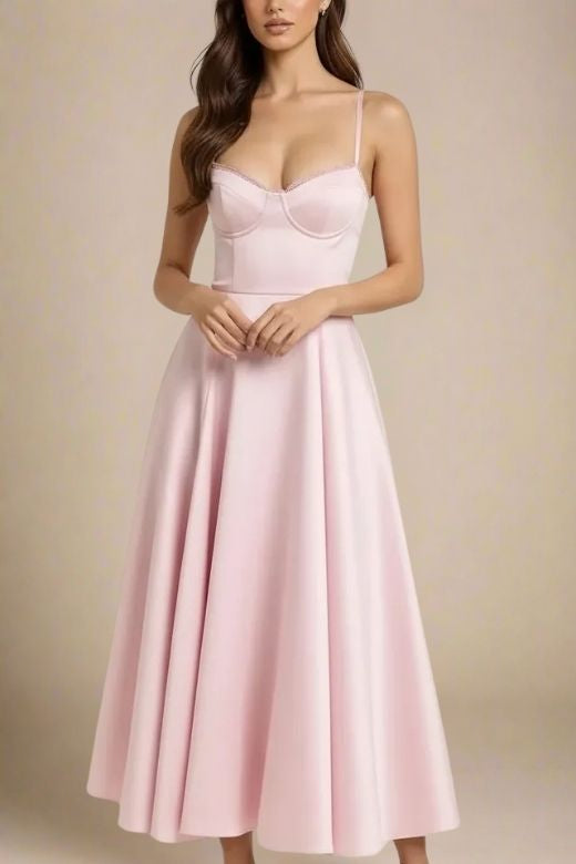 Mavis Emerald Pink Midi Dress
