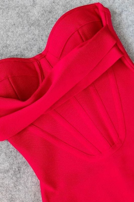 Woman wearing a figure flattering Miles Bodycon Dress - Lipstick Red BODYCON COLLECTION