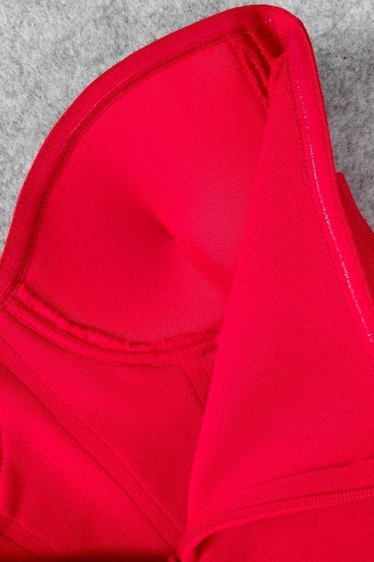 Woman wearing a figure flattering Miles Bodycon Dress - Lipstick Red BODYCON COLLECTION