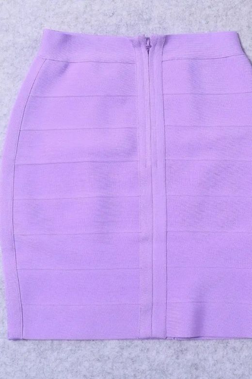 Woman wearing a figure flattering Missy High Waist Bandage Mini Skirt - Violet Purple BODYCON COLLECTION Pty Ltd
