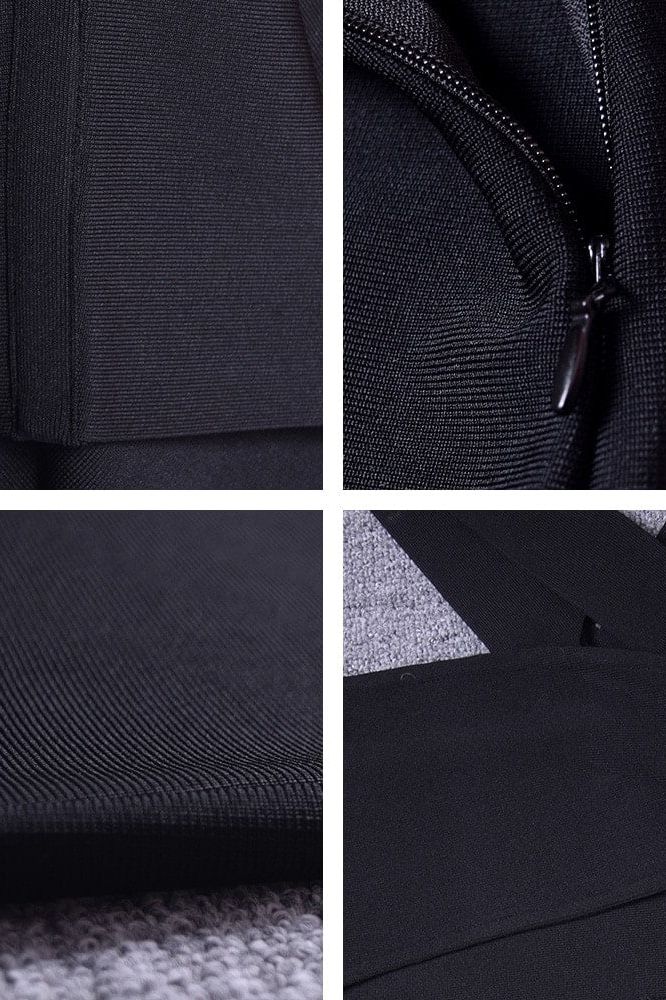 Woman wearing a figure flattering Molly Bandage Midi Dress - Classic Black BODYCON COLLECTION