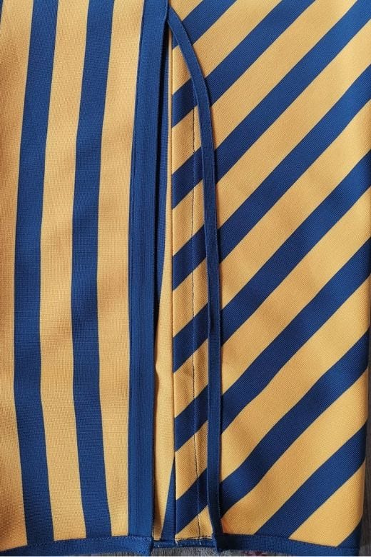 Woman wearing a figure flattering Nadia Bandage Crop Top and Midi Skirt Set - Royal Blue BODYCON COLLECTION