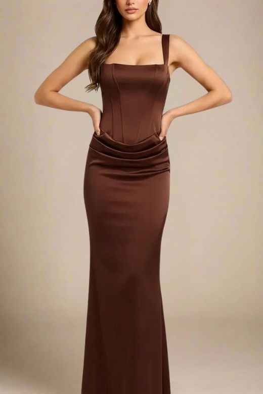 Nova Brown Corset Dress | Brown Maxi Dress Nova Brown Corset Dress | Brown Maxi Dress