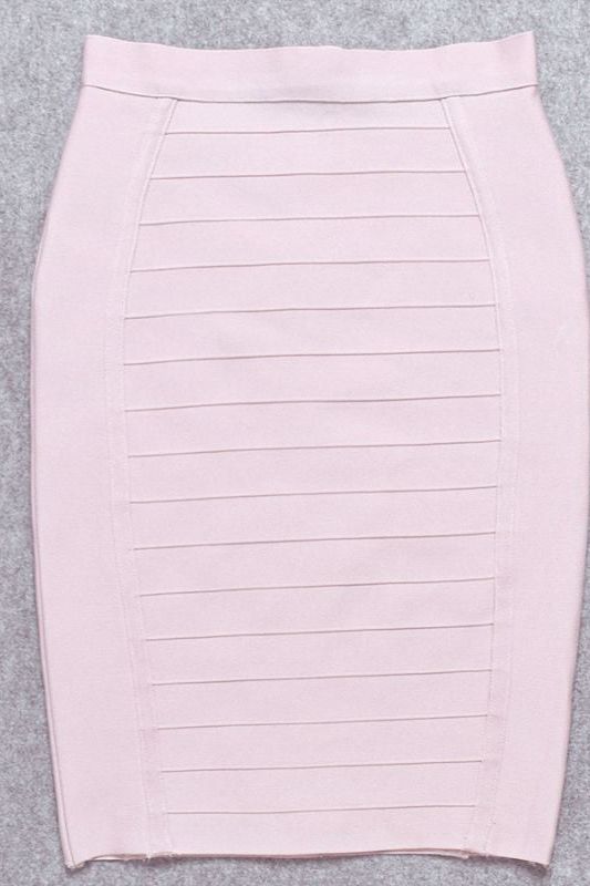 Woman wearing a figure flattering  Pencil High Waist Bandage Knee Length Cocktail Skirt - Cream BODYCON COLLECTION