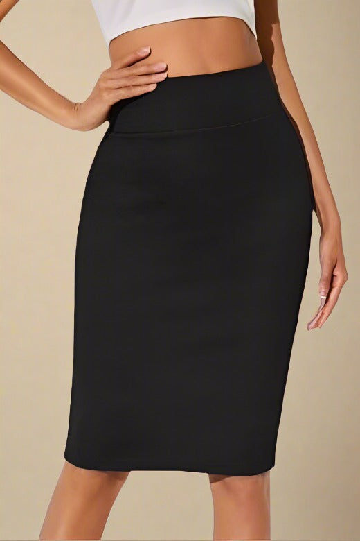 Jean Skirts Skirt Length 2019 Knee Length Black High Waisted Bandage Skirt  Black High Waist Pencil Knee Length Skirt Womens Skirts