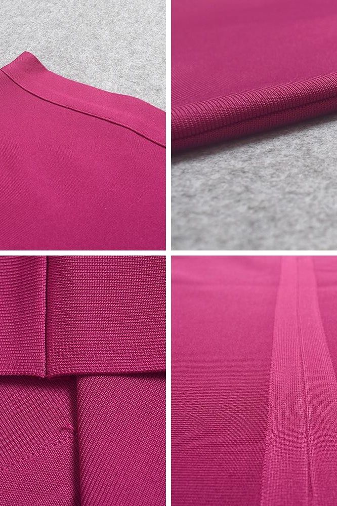 Woman wearing a figure flattering Pencil High Waist Bandage Knee Length Skirt - Magenta Pink BODYCON COLLECTION